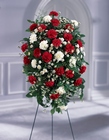 Crimson & White Standing Spray from Arthur Pfeil Smart Flowers in San Antonio, TX